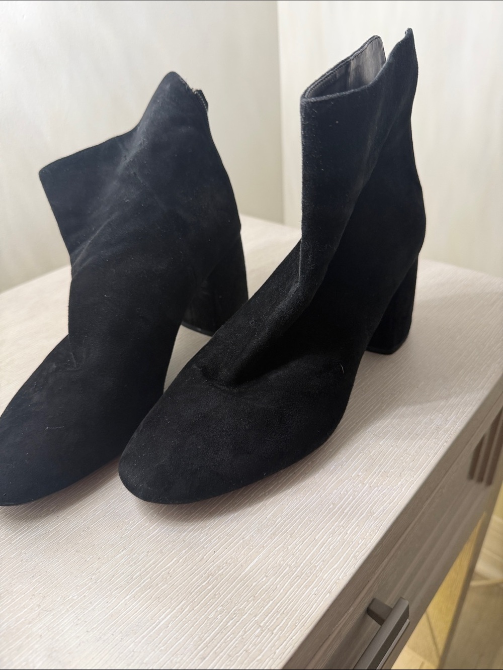 Gianni Bini Black Suede Ankle Booties with Block Heel
